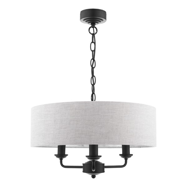 (image for) Laura Ashley Sorrento 3 Light Shadelier Matt Black and Natural With Shade